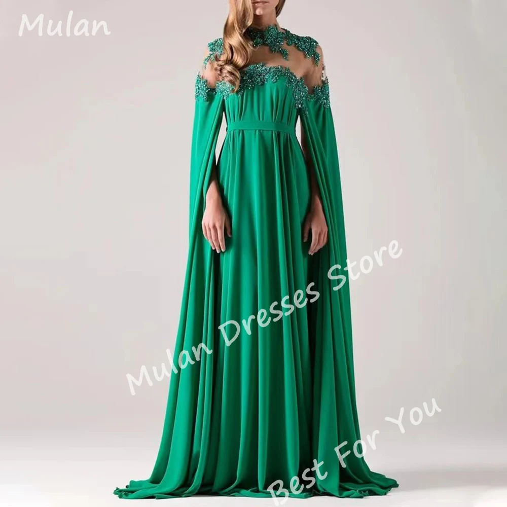 

Elegant Long Beads Evening Dresses for Women High-Neck Floor-Length Sweep Train Special Events Prom Party Wedding Dress 2024