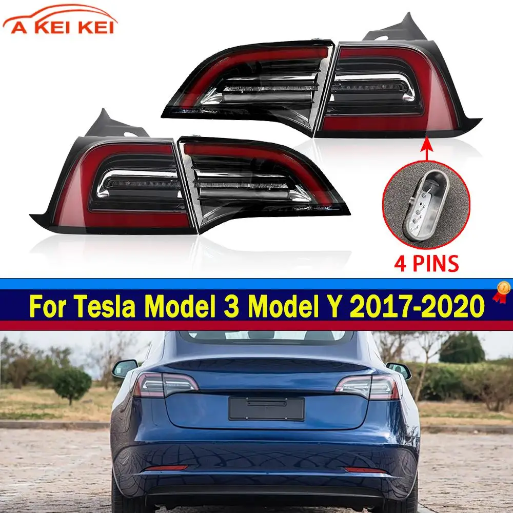 

LED Tail Lights for Tesla Model 3 Model Y 2017-2020 Rear Lamp Turn Signal Light Stop Brake Lamp Driving Fog Lamp EU Version 2018