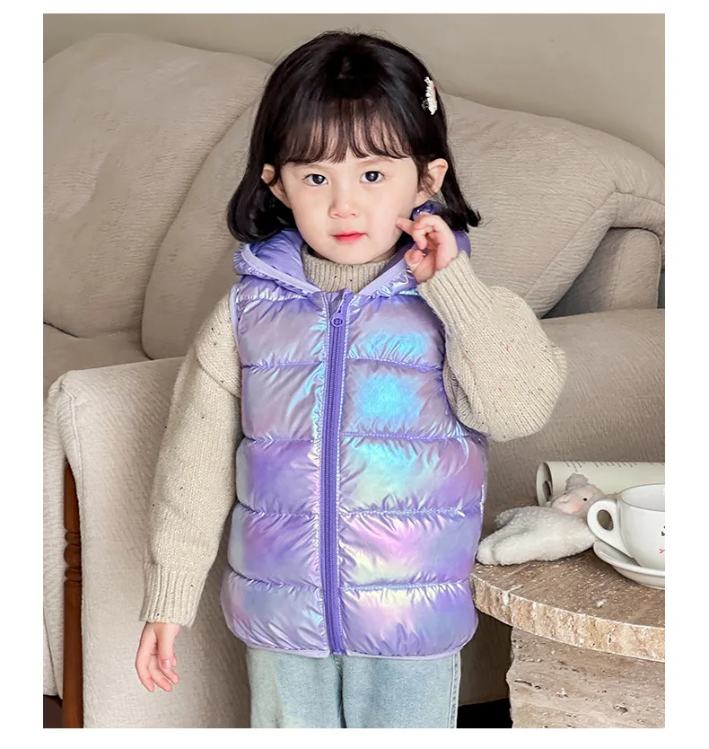 2026 New Autumn and Winter Children Down Cotton Jackets for Boys and Girls Hooded Vest Children Outerwear Top