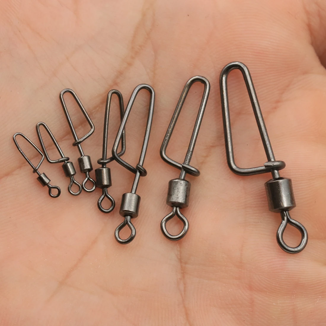 FishTrip 50Pcs Rolling Swivel Coastlock Snap Clips Fishing Connector Stainless Steel Carabiner Quick Change Snap Terminal Tackle