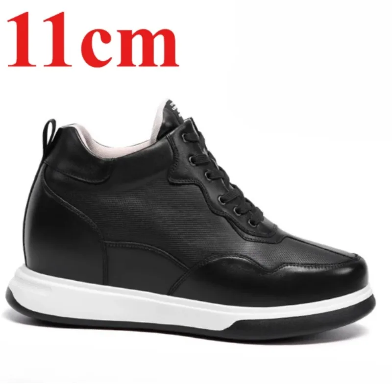 Casual Sports Board Shoes for Men's Increased 11cm Genuine Leather Soft Surface Lightweight Comfortable Height-increasing Shoes