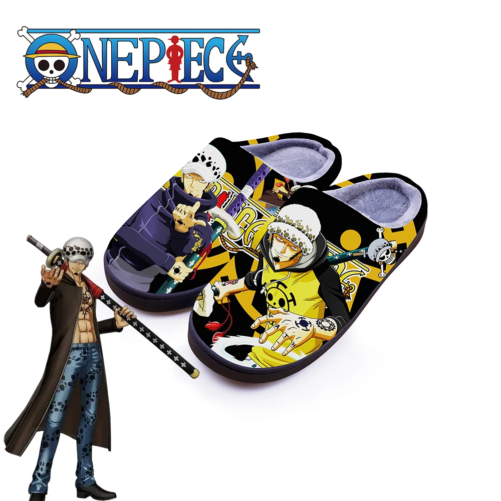 ONE PIECE Winter Warm Slippers Anime Trafalgar D. Water Law Cosplay Cute Cartoon Shoes For Men Women Boy Girl Halloween Gift