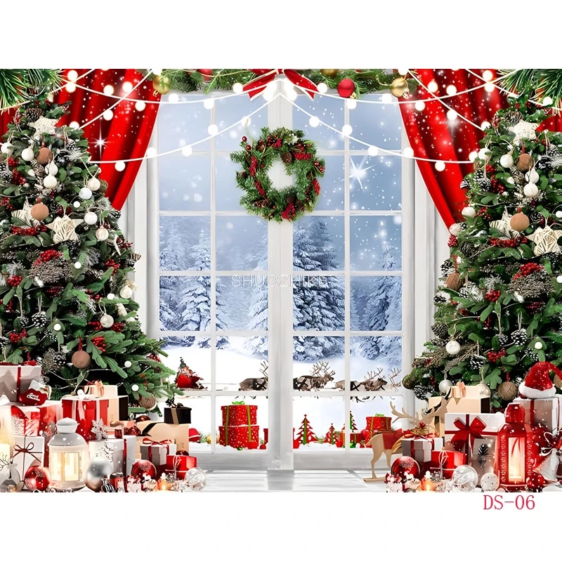 Natal Day Wreath Snowman Fotografia Backdrop, adereços família, Natal Eve, Party Decor, Sala de estar, Ano Novo fundo, DS-06