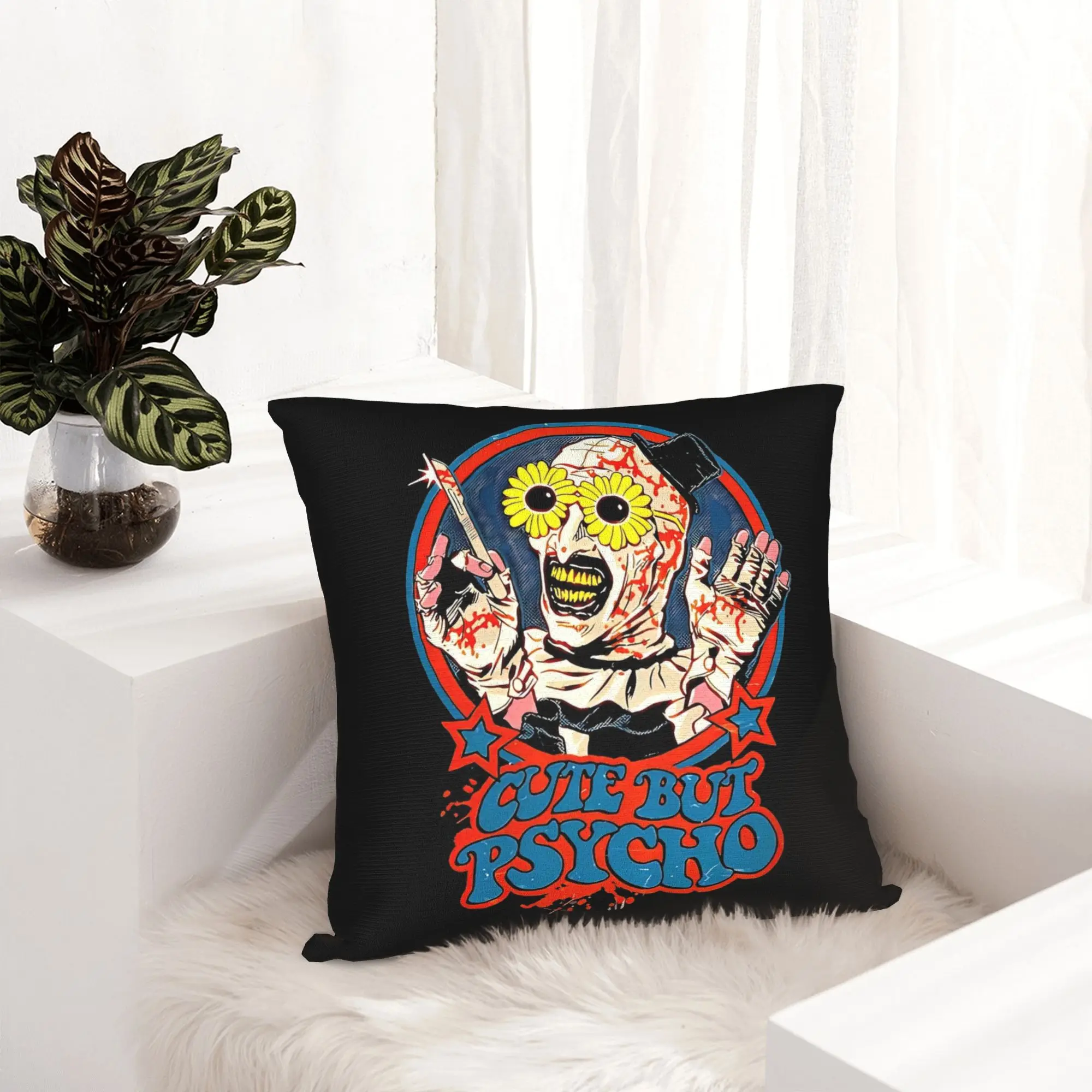 Terrifiers Art The Clown Pillowcase Printing Cushion Cover Decoration Halloween Pillow Case Cover Home Zippered
