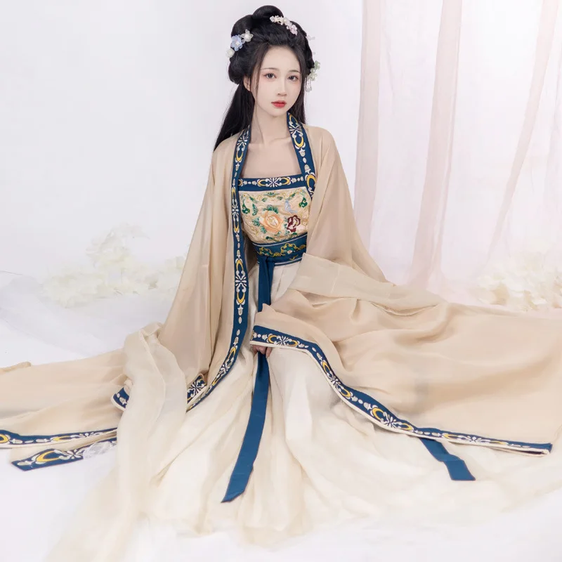 

Chinese Traditional Princess Hanfu Dress Women Floral Embroidery Cosplay Fairy Ancient Clothes Lady Vintage Dance Party Dress