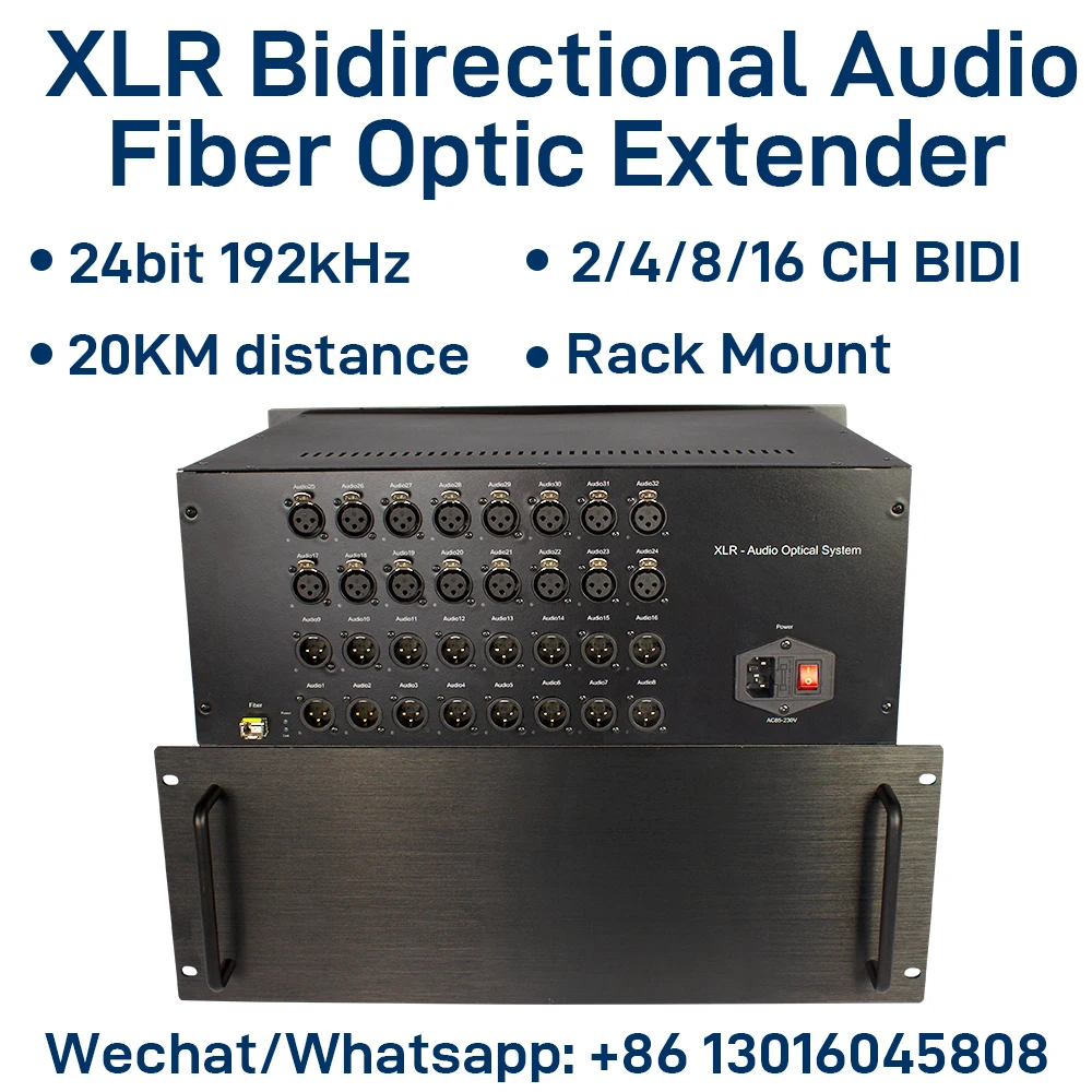 

2/4/8/16CH BIDI XLR Audio Fiber Converter Bidirectional SingleMode 20km 24bit 192kHz Uncompressed Broadcast Grade Balanced Audio