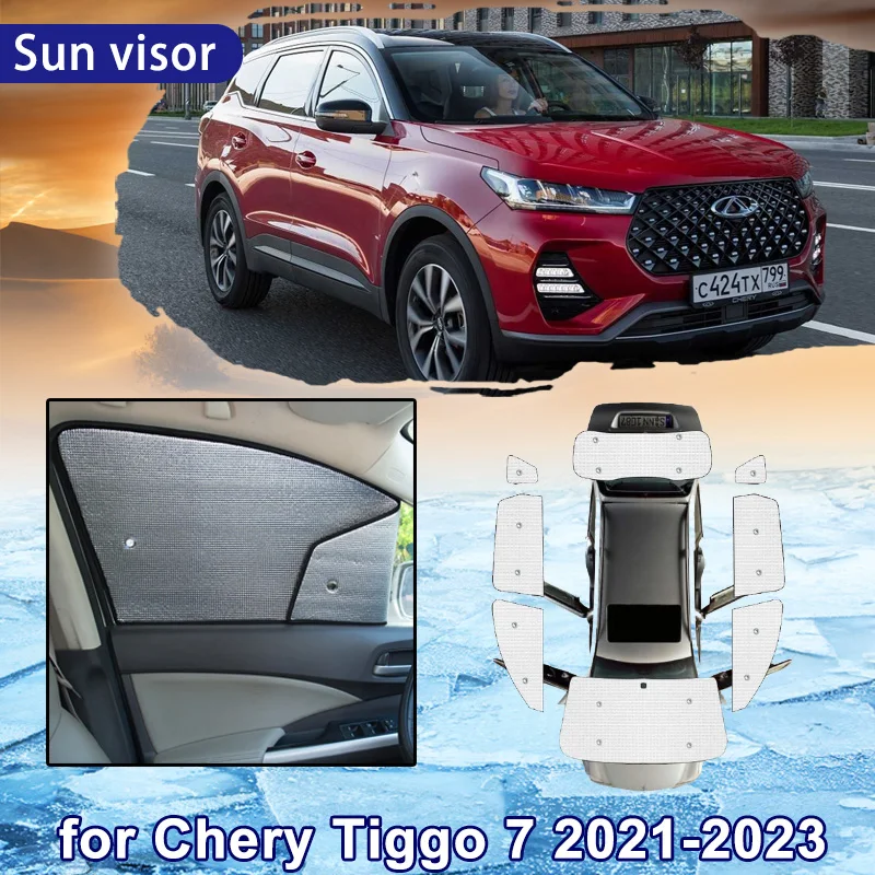 Car Sun Shade for Chery Tiggo 7 Pro Plus 2023 2022 2021 Full Coverage Sunshade Windshield Side Window Visor Cover Accessories