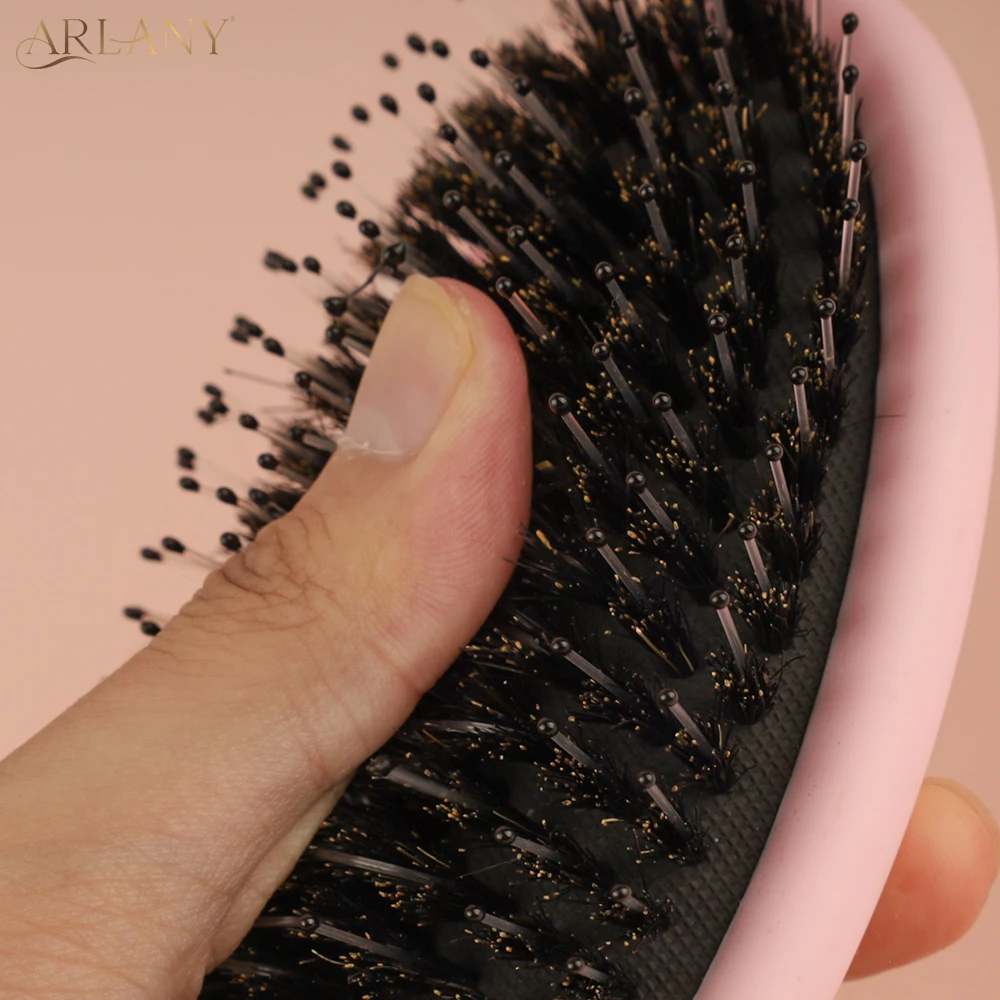 

ARLANY Matte Finish Boar Bristle Hair Brush Nylon Teeth with Round Tip Cushion Brush for Women Girls Hair Hair Styling Smoothing