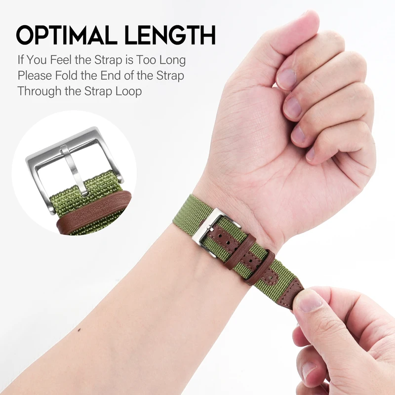 Watchdives 18mm 19mm 20mm 22mm Nylon Strap Watch Band Waterproof Watch Strap Military Watchband Comfortable Wristwatch Bracelet