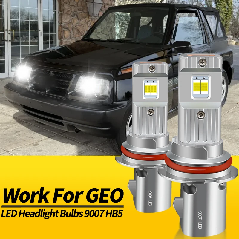 2PCS LED Headlight Bulbs 9007 HB5 Hi/Lo Beam Canbus For GEO TRACKER 1989 1990 1991 1992-1997 High Bright White Car Accessories