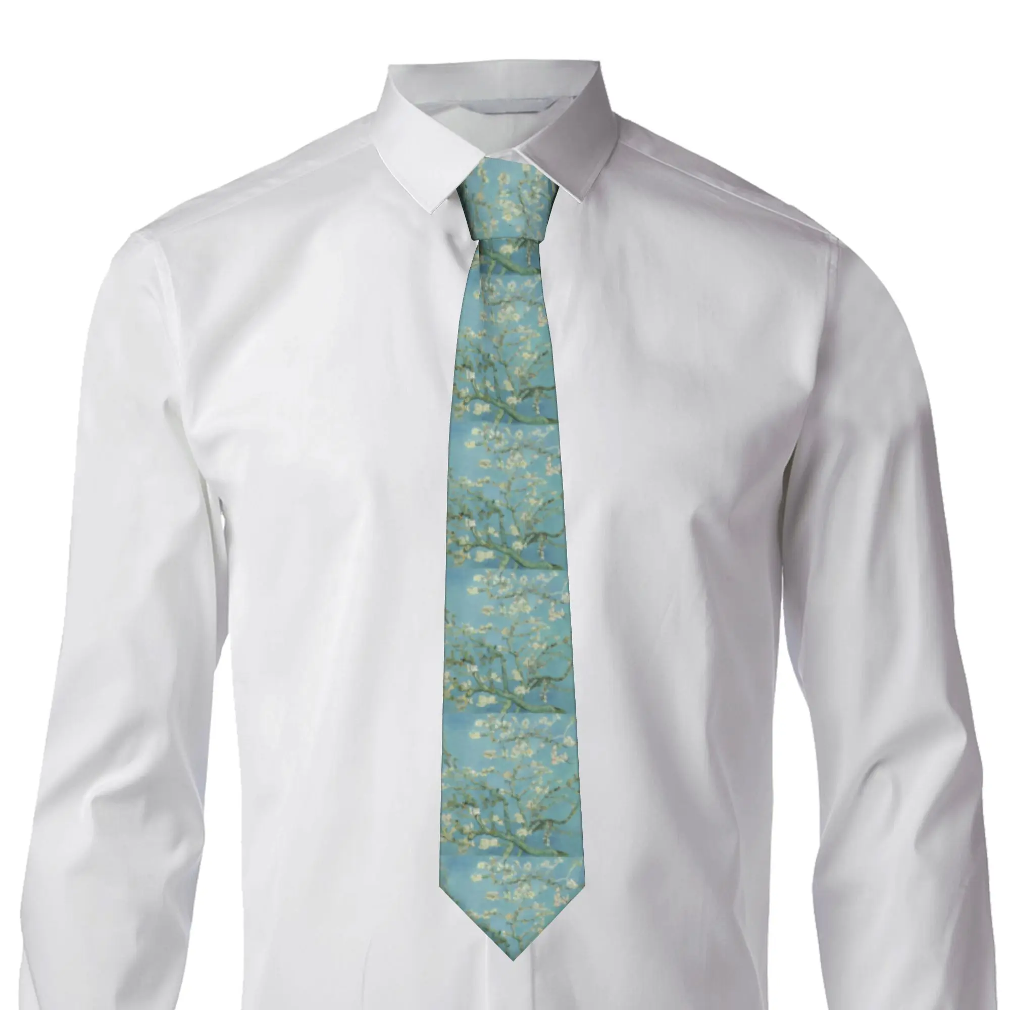 Almond Blossoms By Vincent Van Gogh Ties Men's Formal Silk Flowers Painting Necktie for Wedding