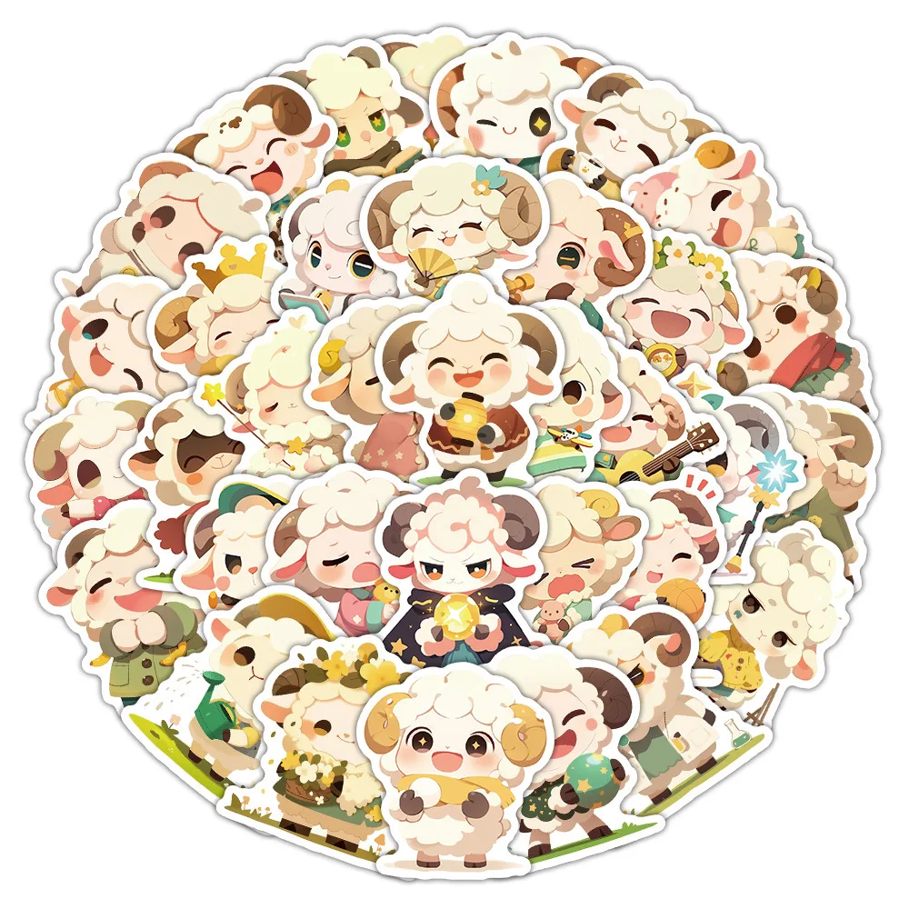 10/54PCS Kawaii Animale Graffiti Adesivi Pecora Meme Decorazione Giocattoli per bambini Valigia Frigo Laptop Telefono Chitarra Bici Decalcomanie