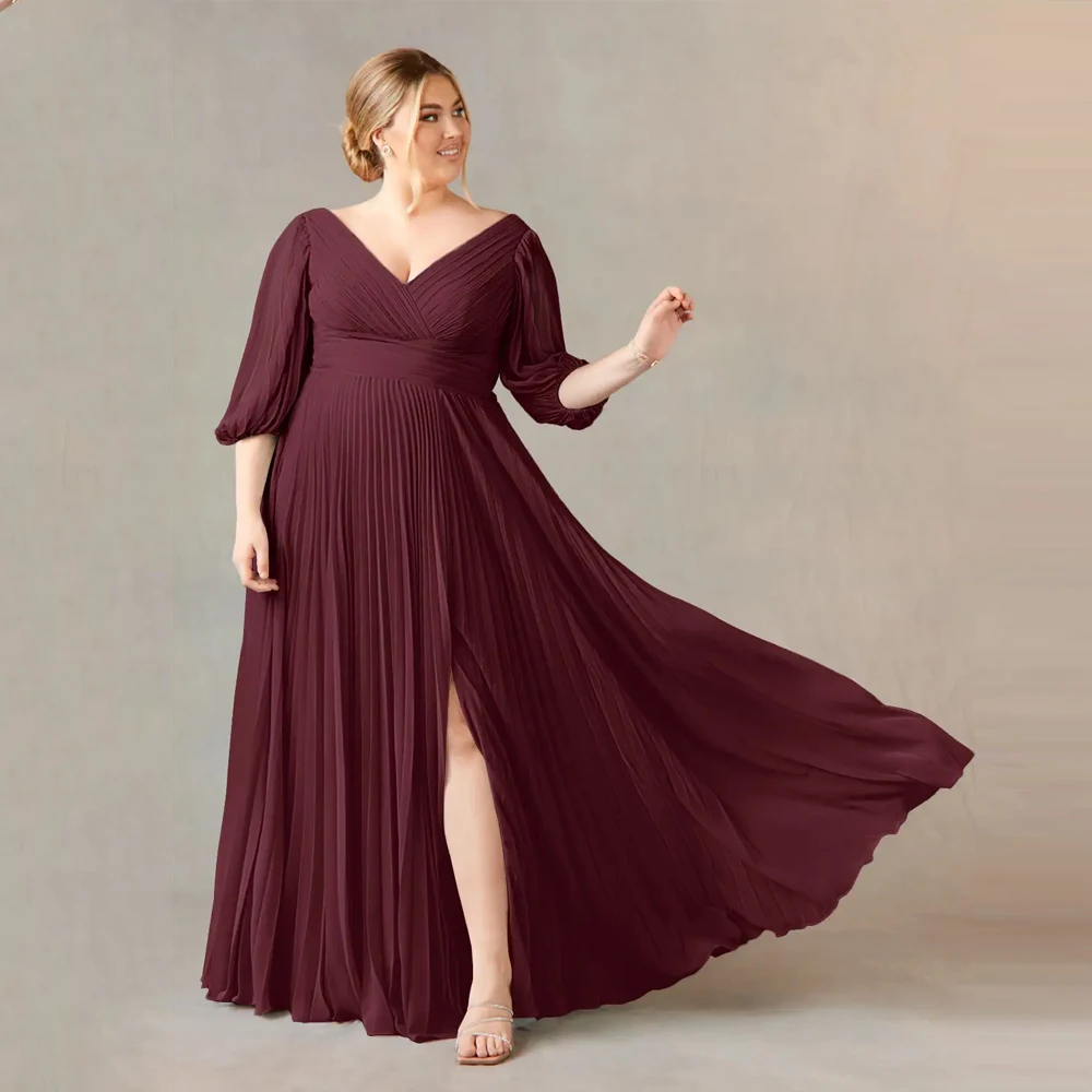 

Plus Size Strapless Mother of Bride Dresses for Women 2024 Summer New Half Sleeve Wedding Party Dresses Pleat Robe De Soirée