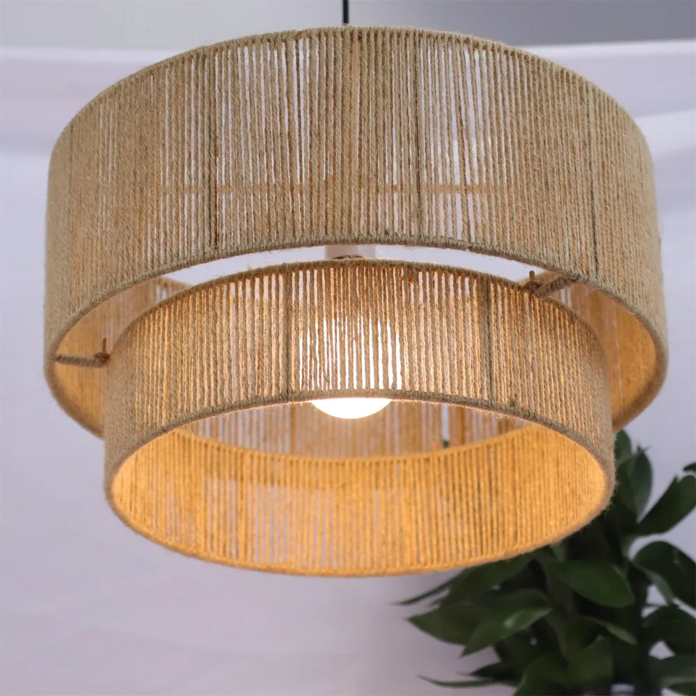 JOYINLED Japanische Hanfseil-Pendelleuchten, Moderne E27 LED-Deckenleuchten, Retro-Restaurantbeleuchtung für Esszimmer – Detail 4
