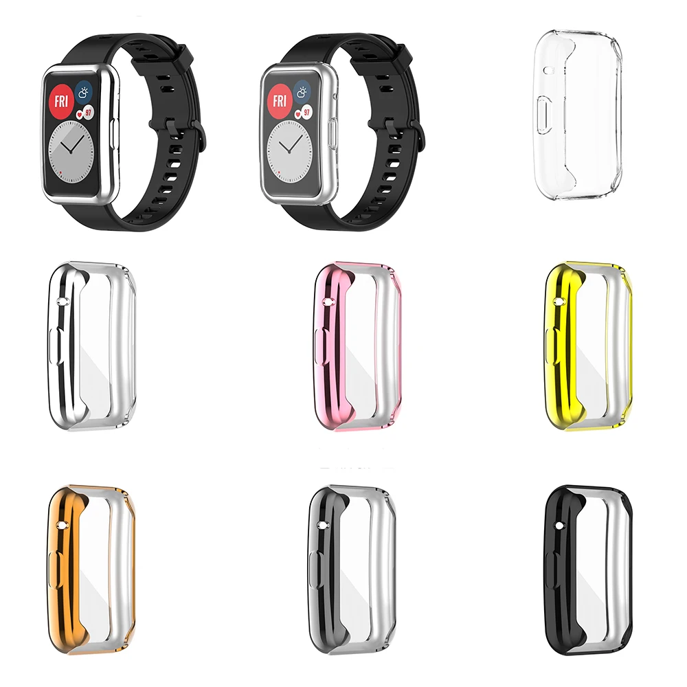 Protector de pantalla completa para Huawei Watch Fit, funda protectora galvanizada de TPU, carcasa