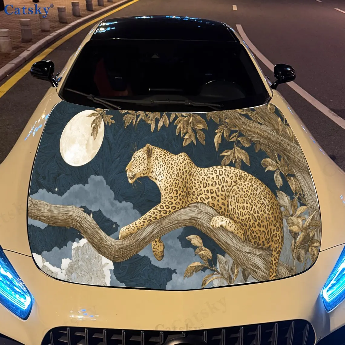 

Comfortable cheetah print,car hood stickers,PVC waterproof Self adhesive car hood sticker,car hood decoration protection sticker
