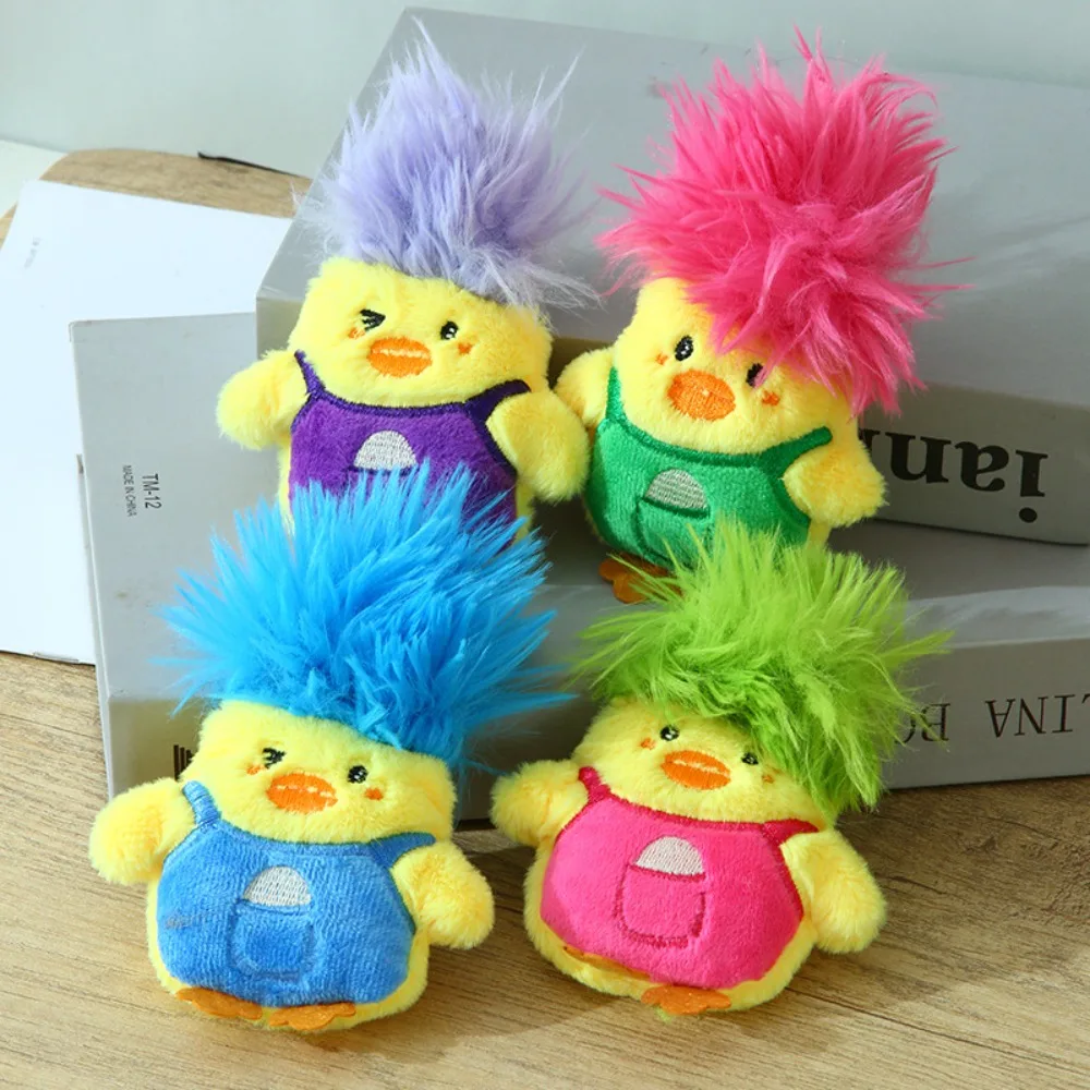 Cute PP Cotton Plush Duck Key Ring Animal Ornaments Explosive Hair Duck Keychain Yellow Cartoon Plush Doll Pendant Bag Accessory