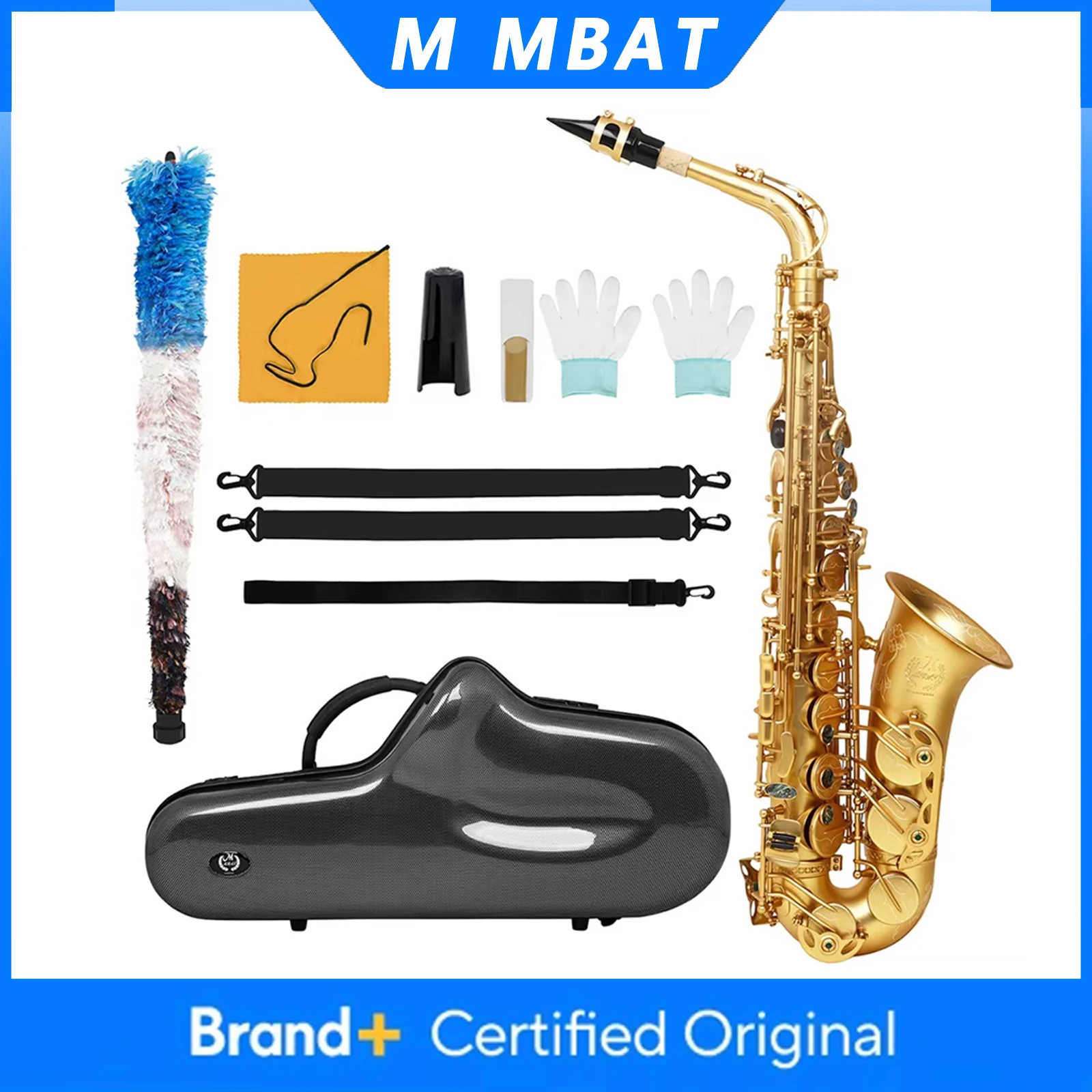 

M MBAT Alto Saxophone Brass Body Eb Sax High-end Matte Golden Saxofone Woodwind Instrument with Case Reeds Gloves Accessories