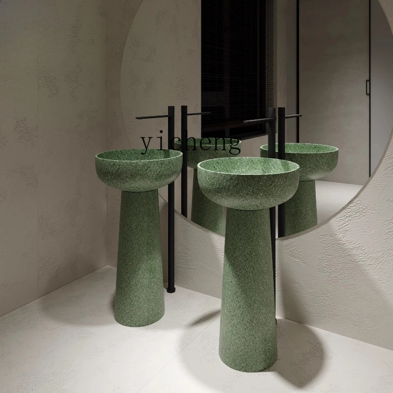 

TQH terrazzo floor-to-ceiling hand wash face basin small apartment wash table hotel clubhouse courtyard column basin