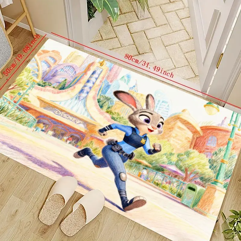 

1PC Disney Zootopia Judy Hopps Cartoon Rabbit Police Floor Mat, 80x50cm Non-Slip Soft Area Rug for Living Room Bedroom Kids Room