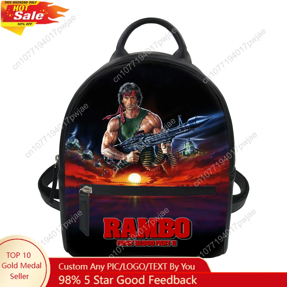 

John Rambo First Blood Movie Custom Mini Small Backpack Purse Carter Schoolbags Double Shoulder Bag Mini Leather Travel Bag