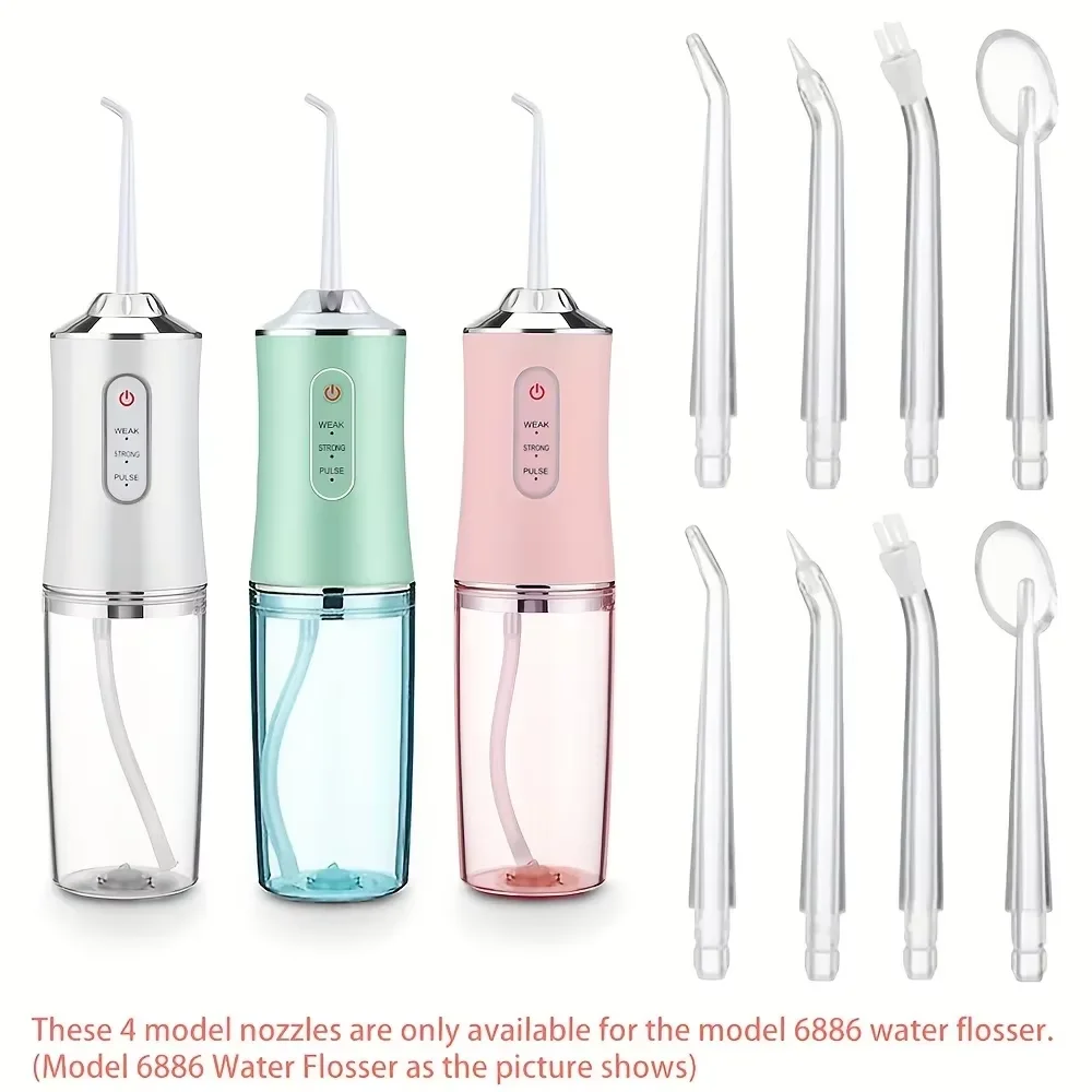 A set of 8 replacement dental floss heads, standard and orthodontic spray nozzles, and fragrance-free oral irrigator accessories