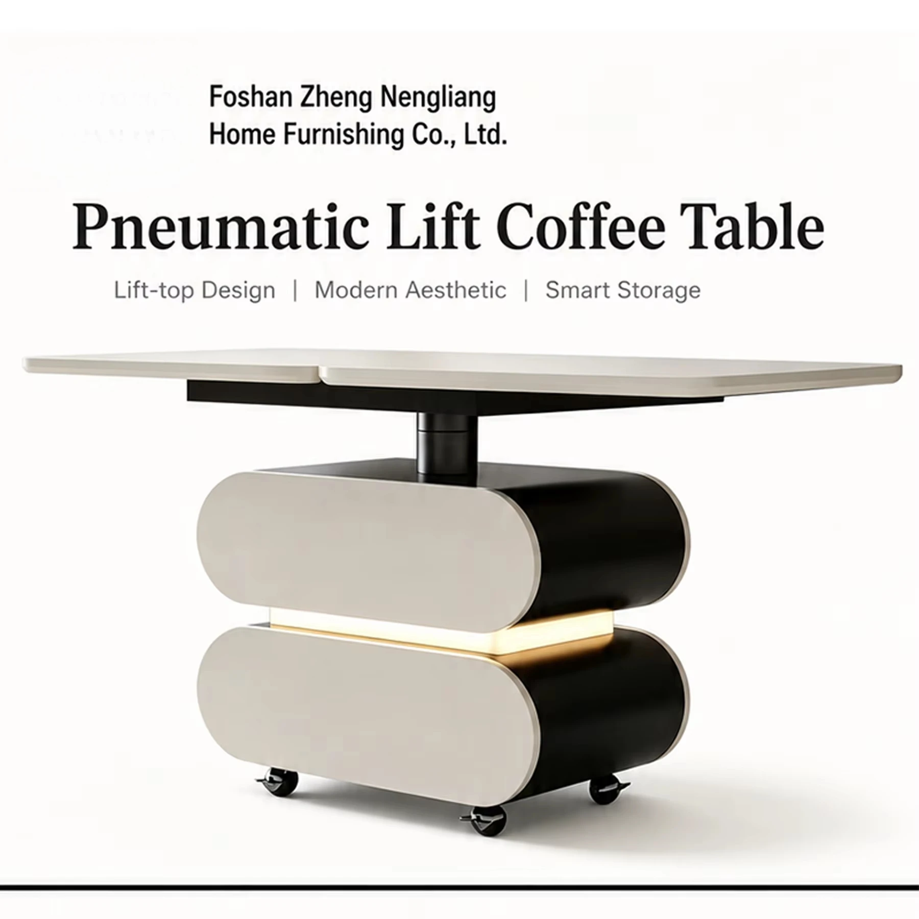 Modern Movable Coffee Table With Wheels Adjustable Height Foldable Sofa Side Table Small Apartment Wholesale OEM ODM