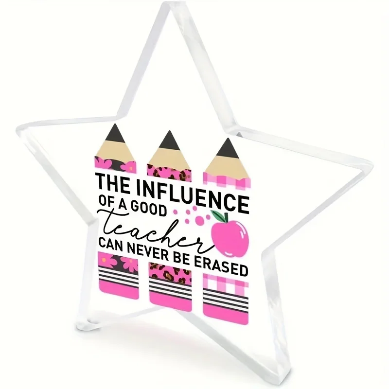 Teacher Appreciation Acrylic Star Ornament, Inspirational Quote Desk Decoration, Meaningful Christmas Thanksgiving Present