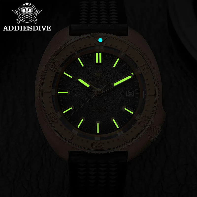 ADDIESDIVE 2025 reloj automático para hombre CUSN8 caja de bronce NH35A cristal de zafiro mecánico C3 luminoso impermeable 100M reloj de buceo