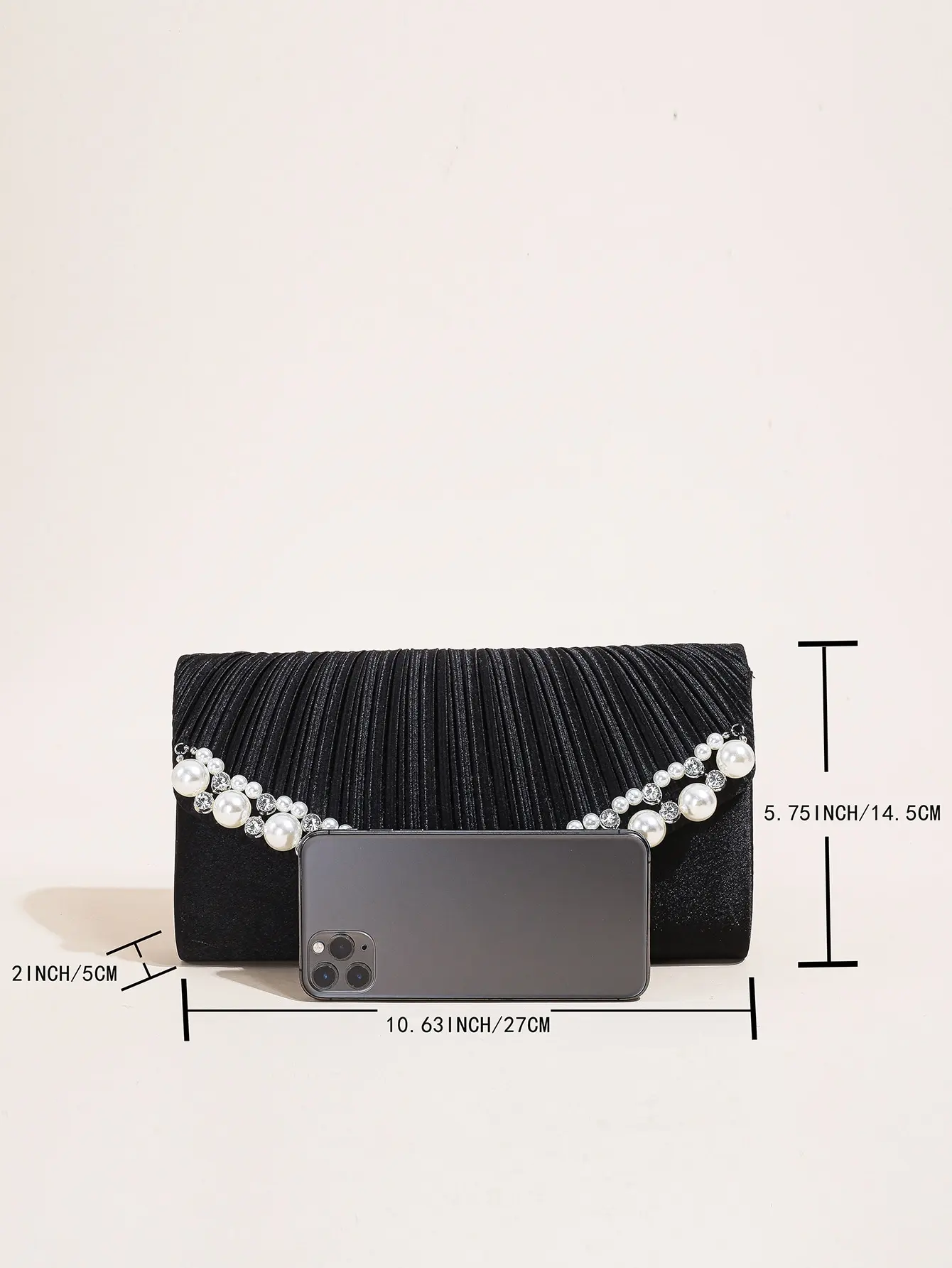 Womens Pearl Decor pleated Satin Clutch Bag， Fashion Diamond Evening Handbag Bridal Purse for Wedding Party for Women Formal Par