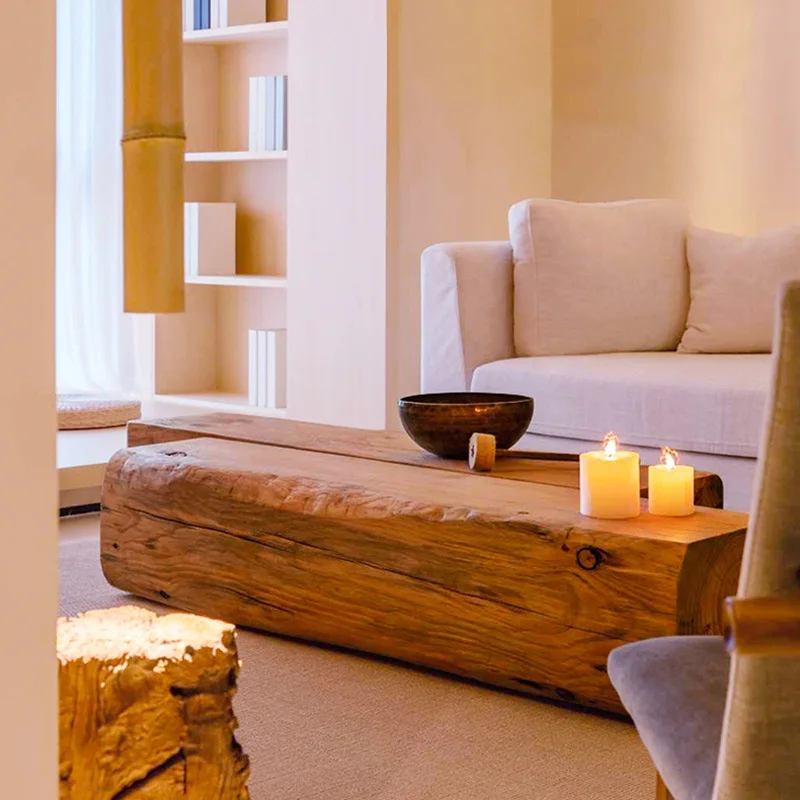 Solid wood pier long stool root carving log stump shoe changing stool wooden stump TV cabinet