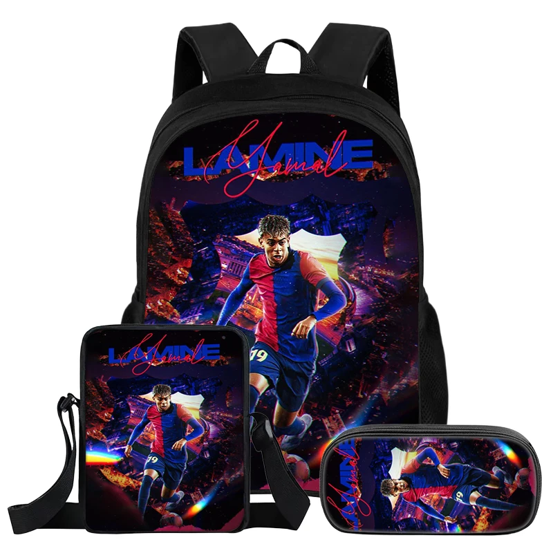 3Pcs Set Backpack L-Lamin Yamal Kids Student School Football Star Rucksack Best Gift Shoulder Bag Pencil Bags Bookbag image 3