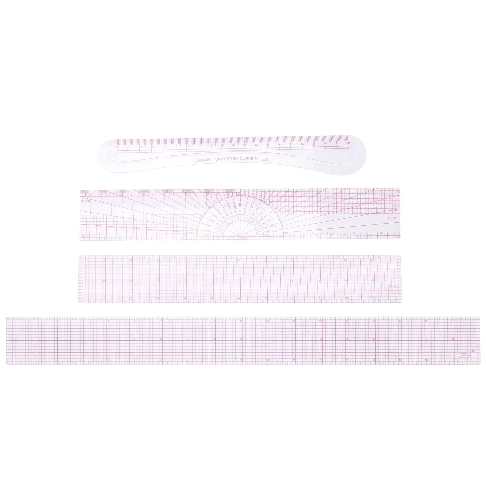 4Pcs Sewing Ruler Kit Plastic Measuring Curve Template Drafting Quilting Clothes Pants Tailor Rulers Fabric Guides Pattern