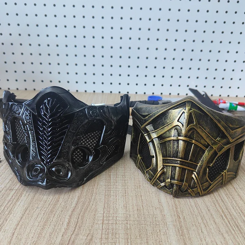 

Полумаска Mortal Kombat Scorpion & Sub-Zero, регулируемая прочная реквизит для косплея на Хэллоуин, удобны и фигурки героев