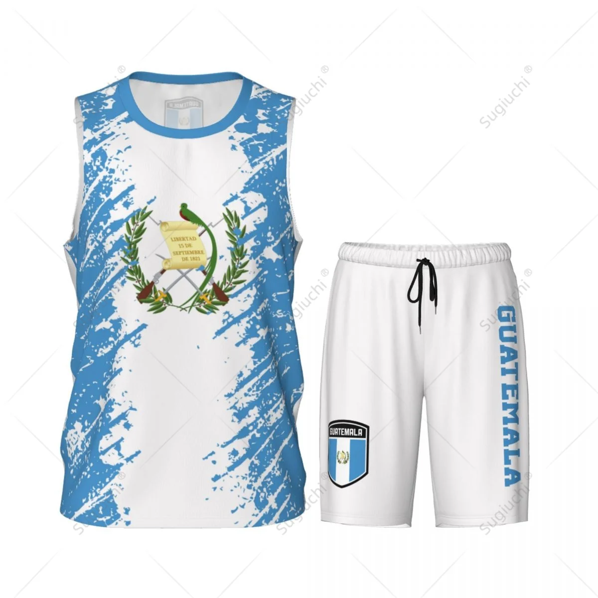 Basquete Jersey Set para Homens, Camisa e Calças, Sem Mangas, Nome Personalizado, Nunber Exclusivo, Grão de Bandeira