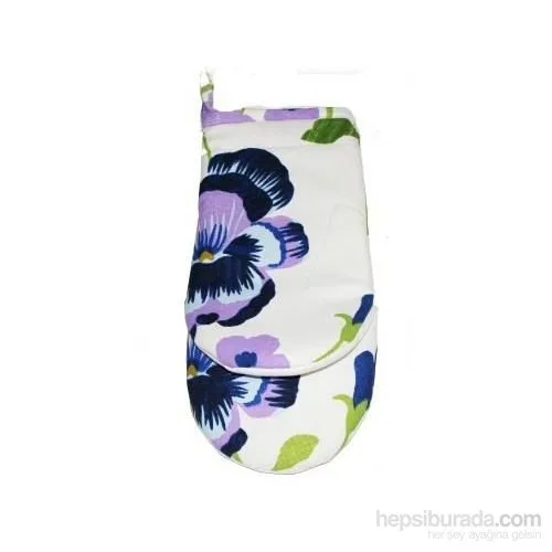 Yastıkminder Navy Blue Magenta Flower Kitchen Gloves