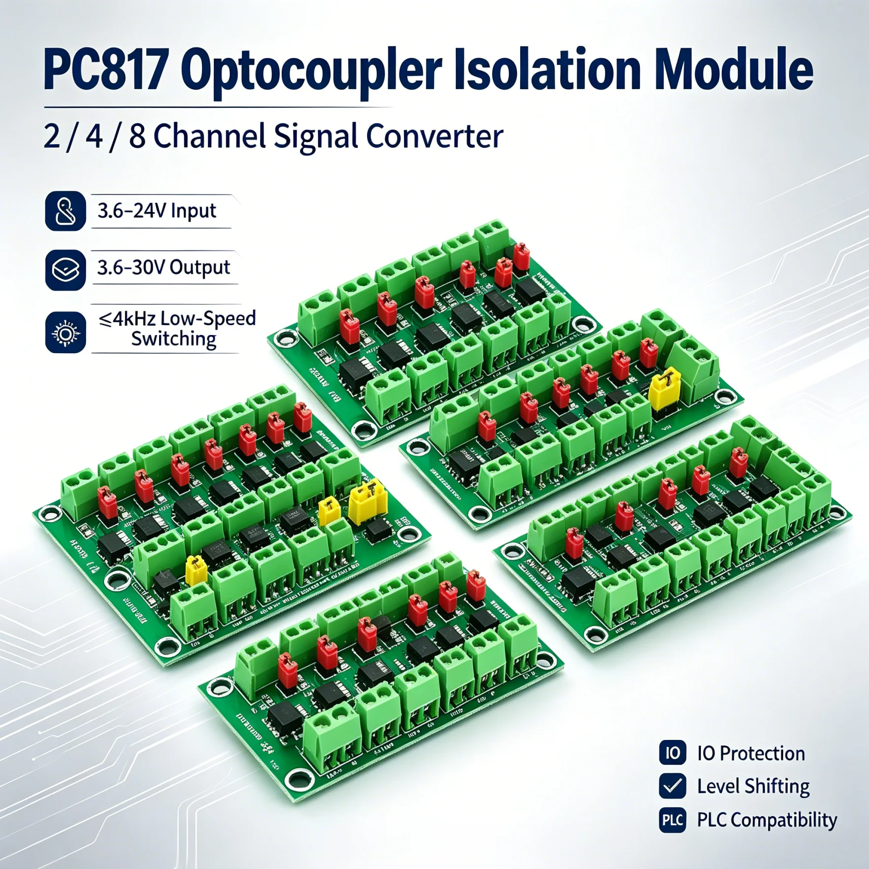 5pcs DC 3-36V Optocoupler Isolation Module 2/4/8 Channel Photoelectric Voltage Control Adapter for Electronic Projects