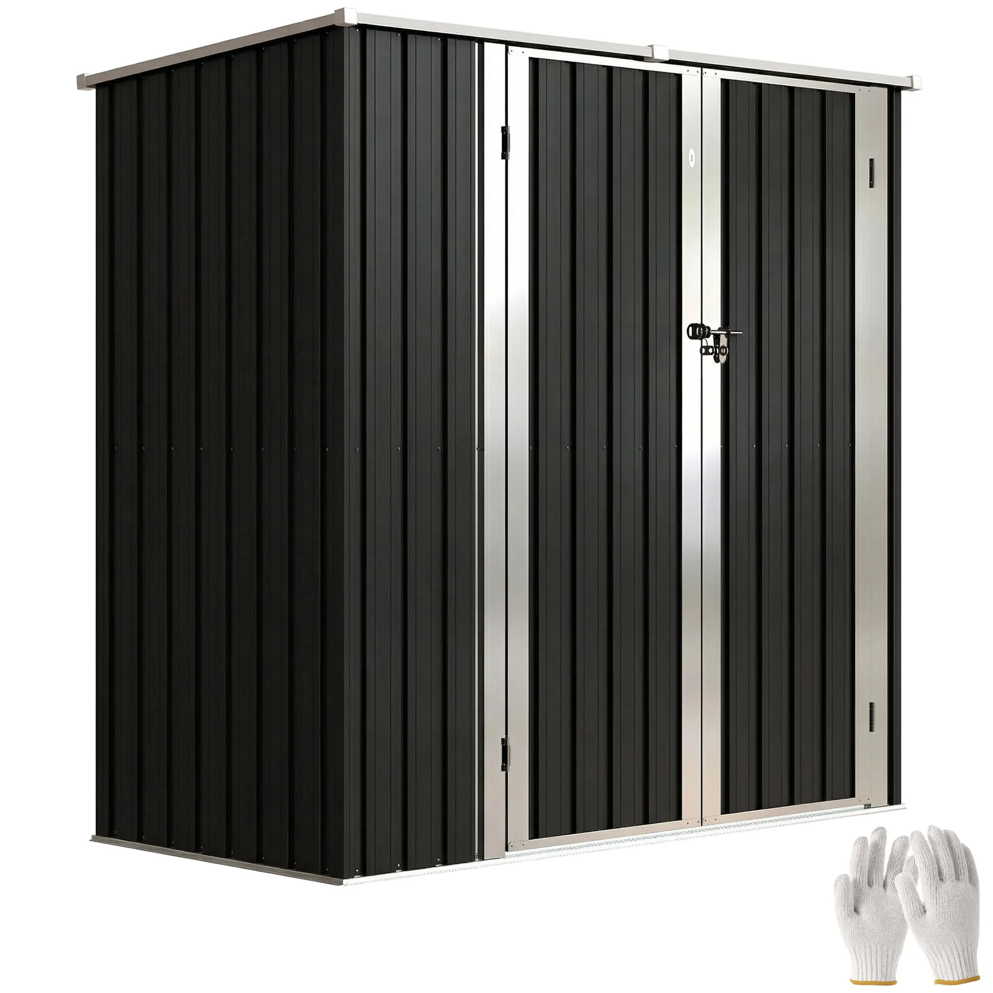 Outsunny Cobertizo de Jardín Exterior 163x89x163 cm Puertas con Pestillo Gris