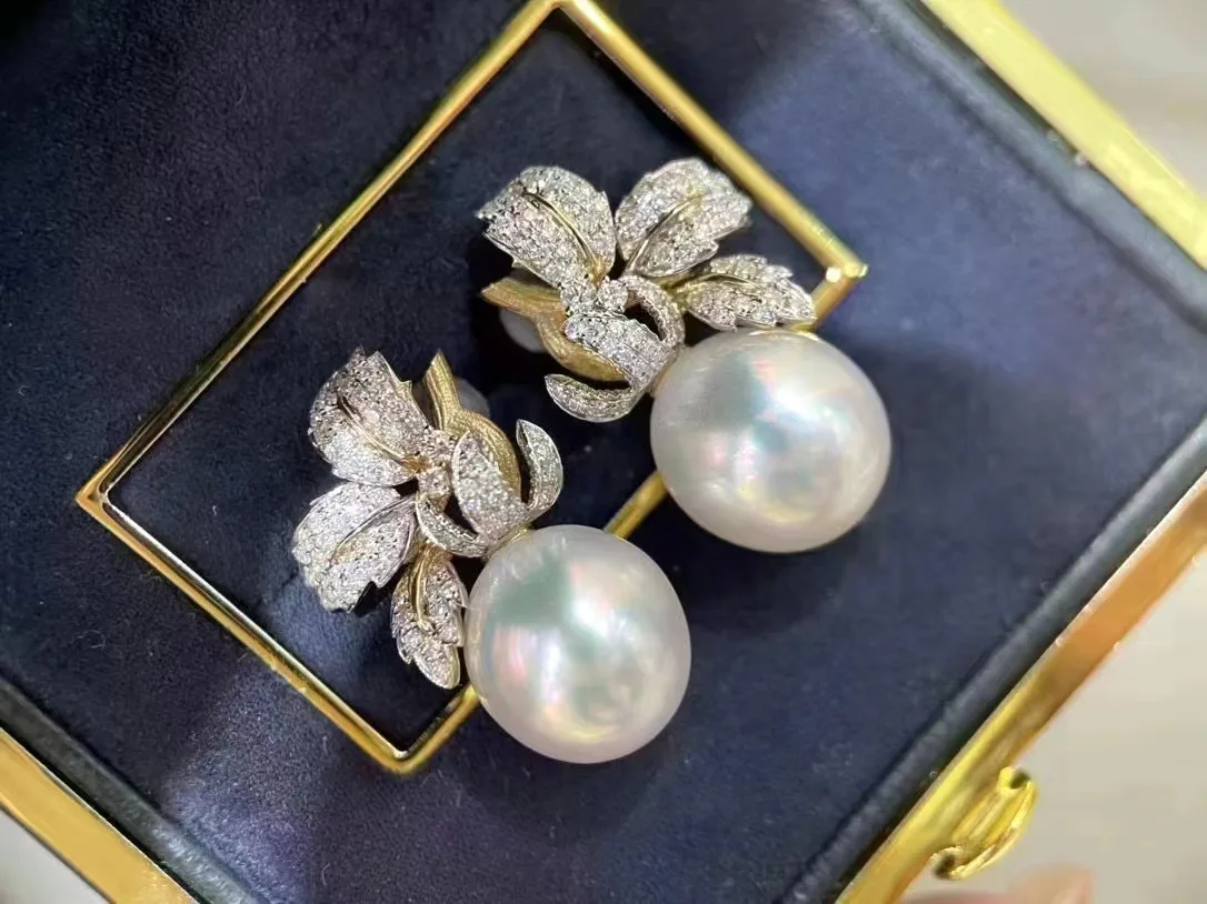MJ  Fine Jewelry 925 Sterling Silver Oval to Round 10-11mm Nature Fresh Water White Pearls Drop Dangle Earrings Present