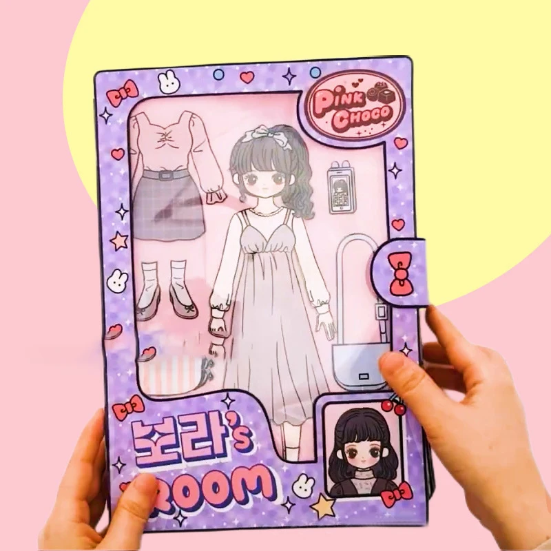 【BS】Cute Girls Quiet Book Dress UP Sticker Book Toy DIY Handmade Toys Materials Pack Kid Educational Anti-Stress Toy