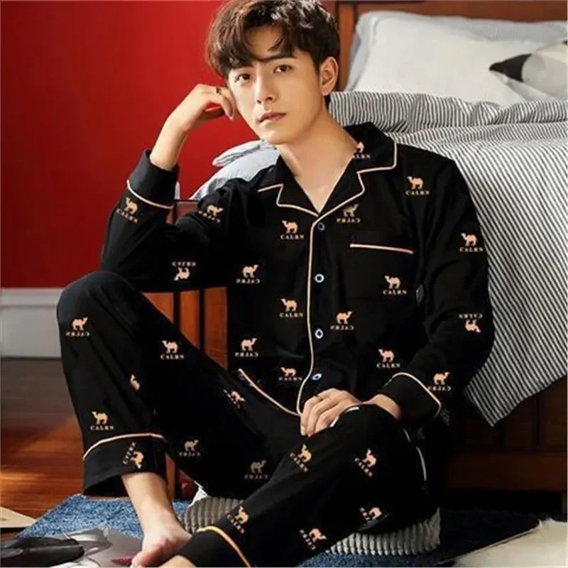 Sleepwear Men\'s Clothing Homewear Autumn Winter Thin Elegant Comfortable Casual Simple Stylish Versatile Loose Fit Large Size