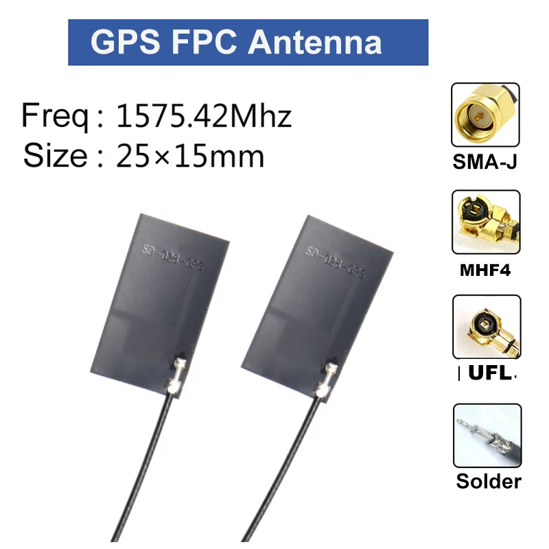 2Pcs GPS Antenna FPC Internal Passive Omni Antenna 12cm Cable High gain With SMA-J  UFL  MHF4