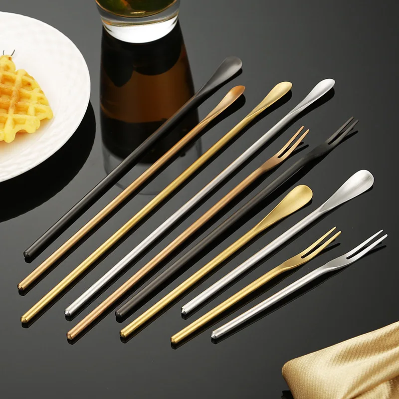 Cuchara de té helado de acero inoxidable 304, 4 piezas, mango largo sólido japonés, barra mezcladora de leche en polvo, miel y café