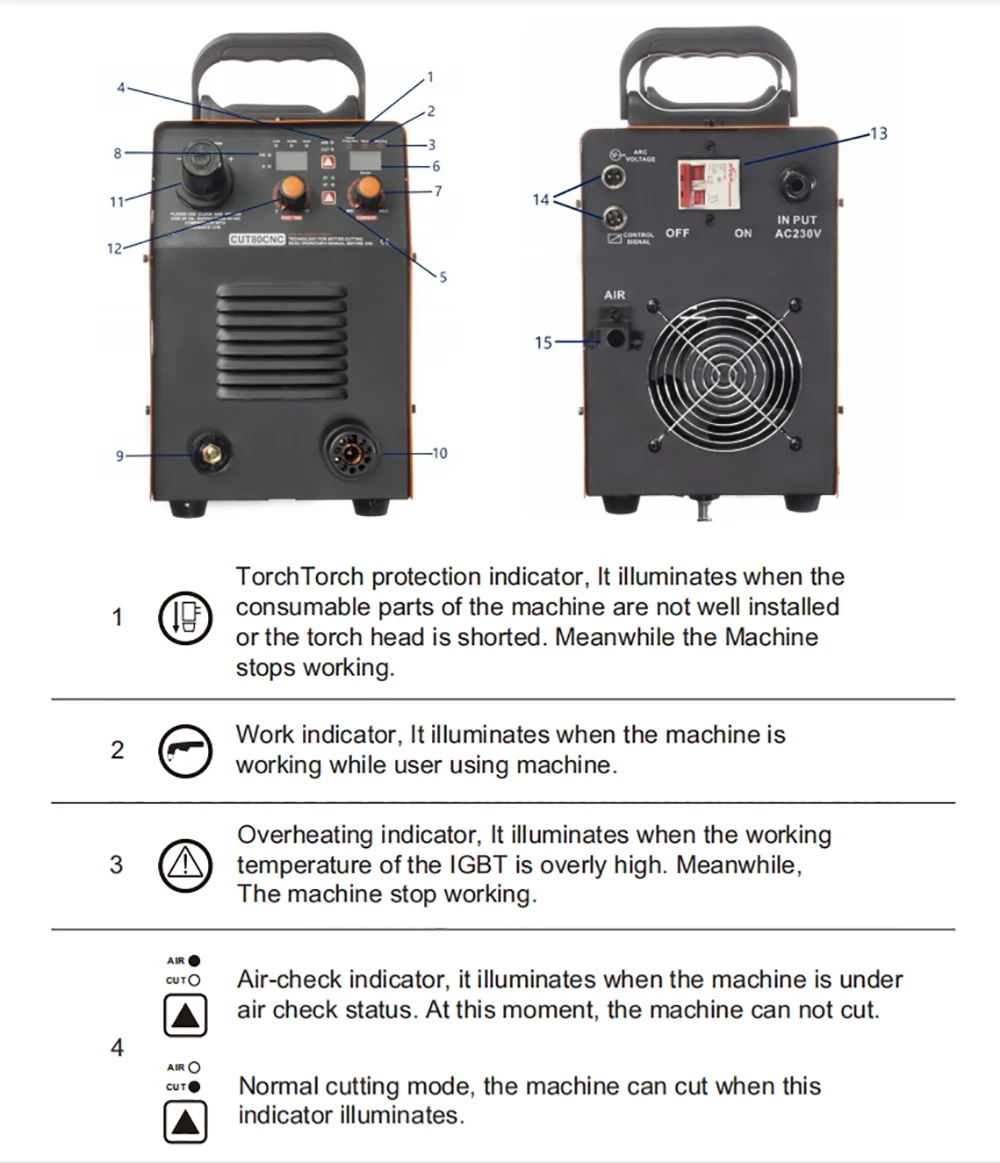 CUT80 LGK80 Air CNC Plasma Cutting Machine Power Source 220V 80A Single Phase Non-HF Pilot Arc Metal Cut Cutter with IPT80 Torch