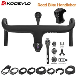 Kocevlo Official Bicycle Handlebar Integrated Carbon Road Bike 28.6mm Internal Routing BLACK including Spacers computer Mount