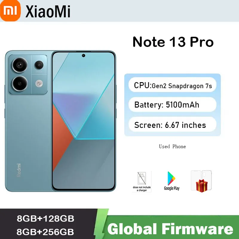 Global firmware Xiaomi Redmi Note 13 Pro 5G Smartphone 200MP OIS Camera Snapdragon 7s Gen 2 6.67'' AMOLED used phone