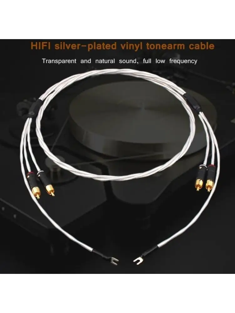652F Diy Replacement Cable Silver Plated Upgraded Wire Cable Fever Grade Black for Repair PTFE Insulated Tonearm