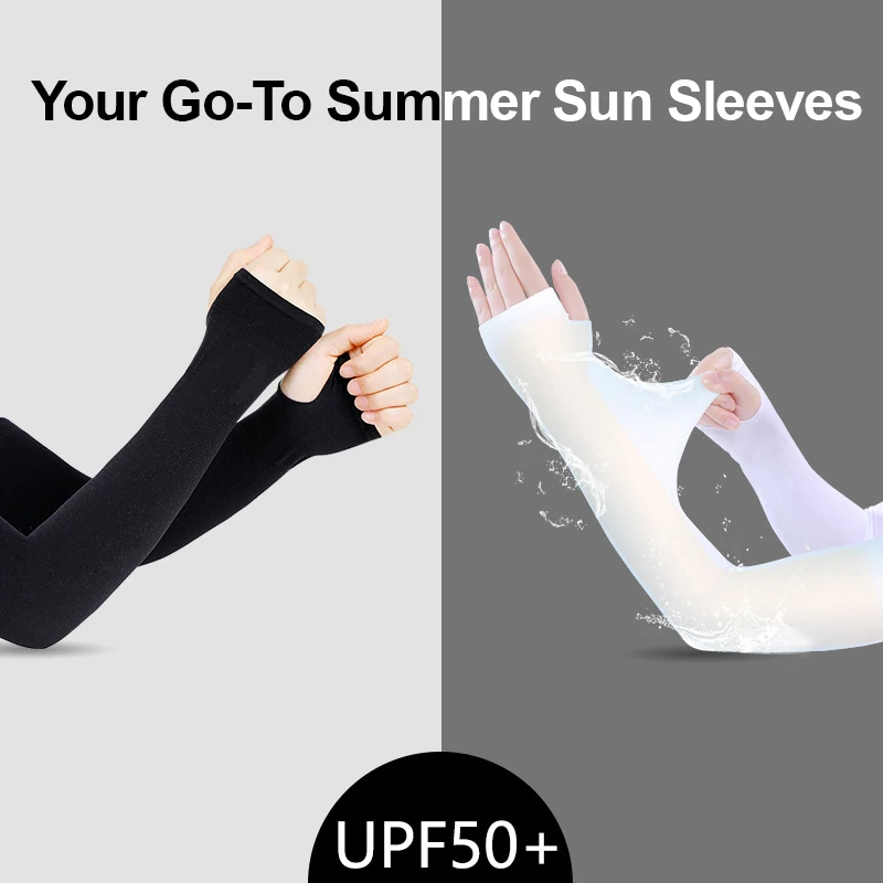 UV Sun Protection Arm Sleeves for Men Women Cycling Ice Silk Outdoor Breathable Summer Driving Cooling Fishing Hiking Sleeves