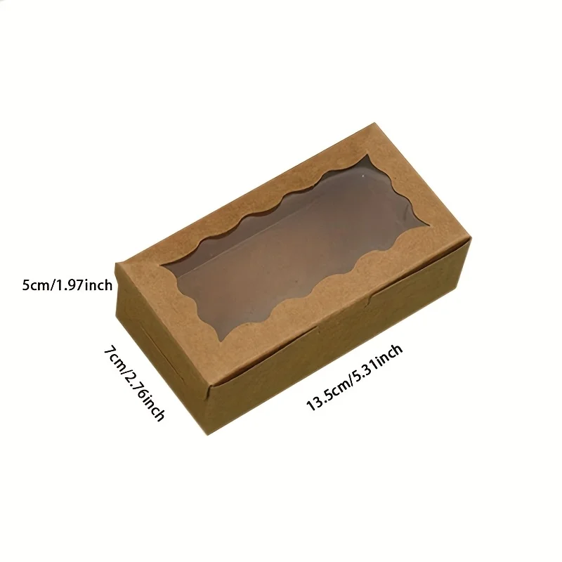 16/32 Stück rechteckige Mini-Geschenkboxen aus Kraftpapier mit transparentem Fenster, für Hochzeiten, Partys, handgefertigte Bastelarbeiten, Geburtstage – Detail 2