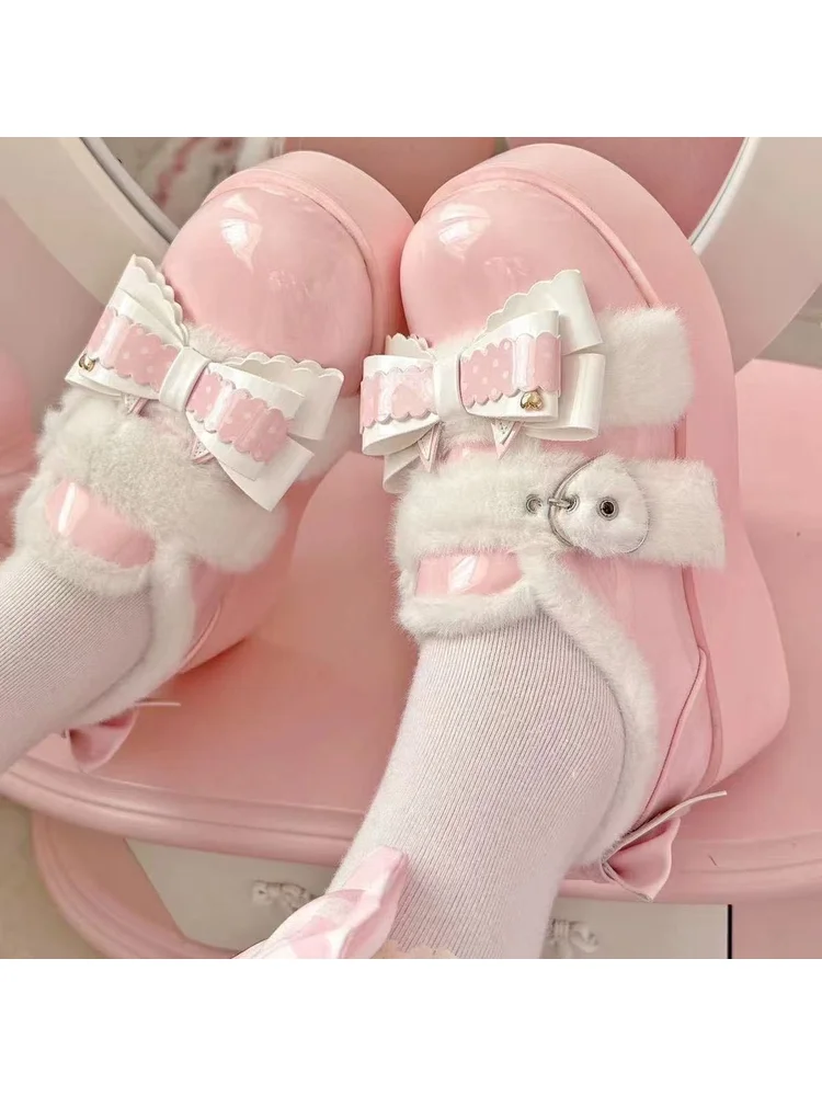 

Autumn/winter Lolita Shoes New Lolita Mary Jane Shoes Girl Style Cute And Versatile Round Head Bow Cotton Shoes